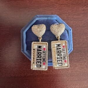 BaubleBar Gold Heart 'Getting Married' Earrings